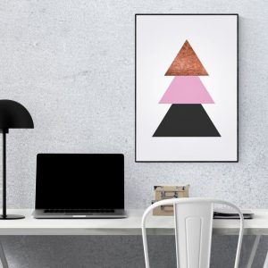 Plakát – Geometrický – rose gold-růžovo-šedý 2 (2)