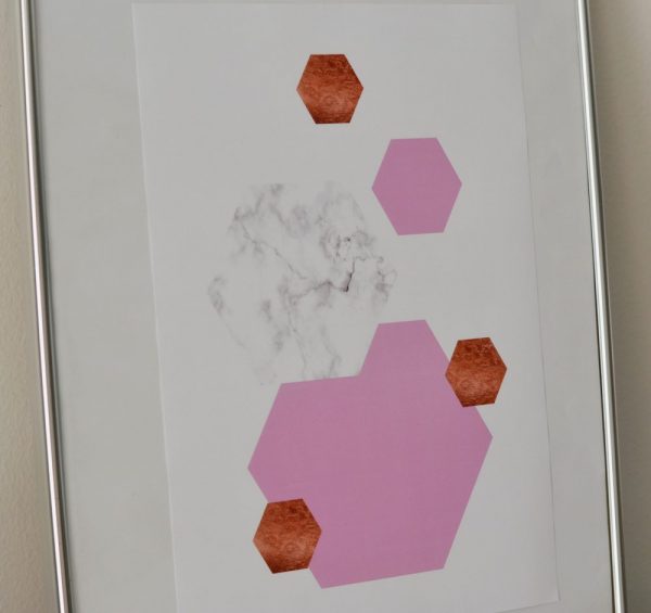 Plakát – Geometrický – rose gold/marble 3