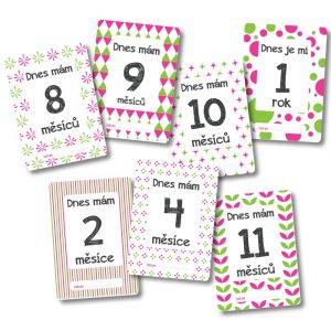 Milníkové kartičky - Můj první rok - zeleno-růžové