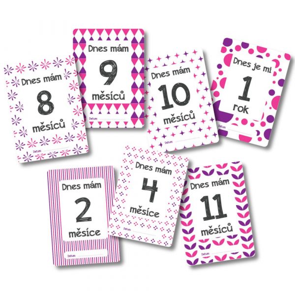 Milníkové kartičky - Můj první rok - fialovo-růžové