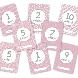 Milníkové kartičky - pudrově růžové - A6