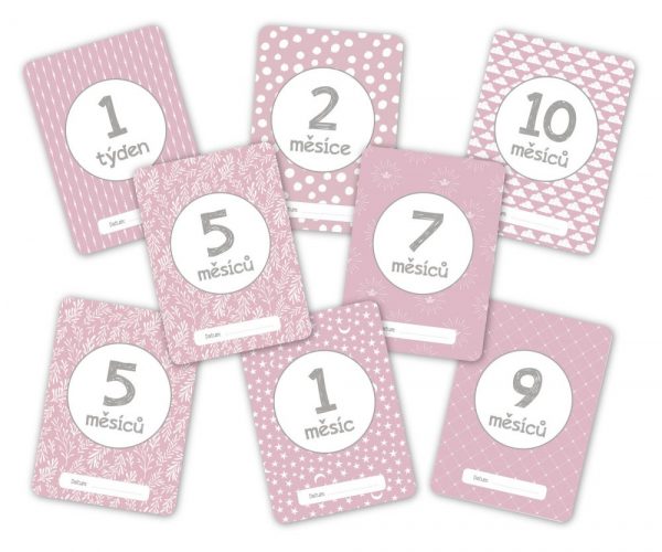 Milníkové kartičky - pudrově růžové - A6