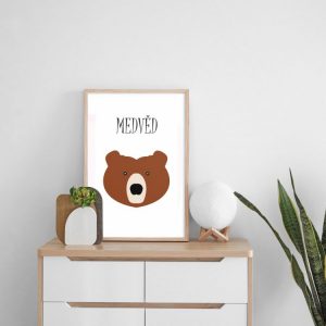 Plakát pro děti – Medvěd (skandi styl)