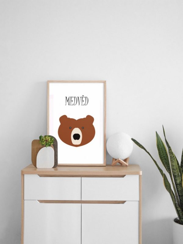 Plakát pro děti – Medvěd (skandi styl)