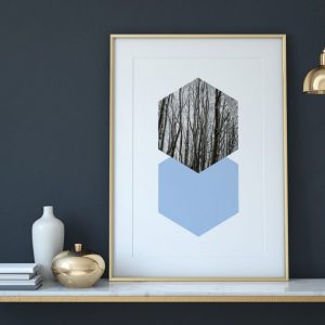 Plakát – Geometrický – modro-šedý 3