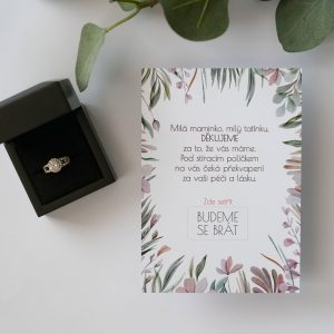 Stírací los - oznámení zasnoubení/svatby - květinový