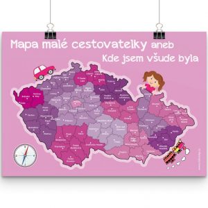 Cestovatelská mapa ČR pro děti - růžová