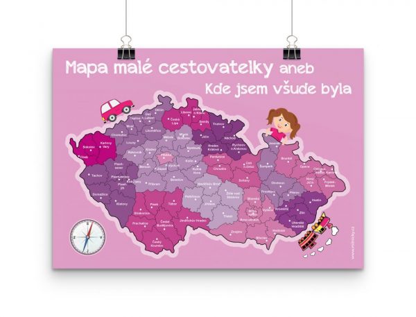 Cestovatelská mapa ČR pro děti - růžová