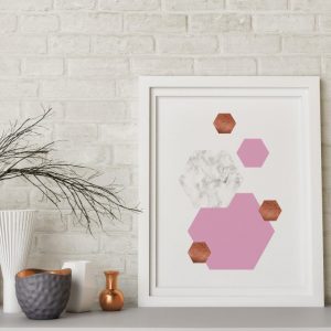 Plakát – Geometrický – rose gold/marble 3