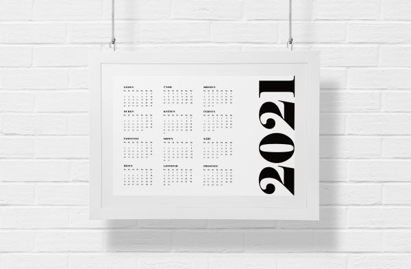 Kalendář na rok 2021 - A3 - minimalistický 2