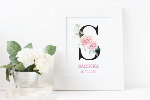 Plakát pro holčičky - PERSONALIZOVANÝ - květinové písmeno_Sárinka