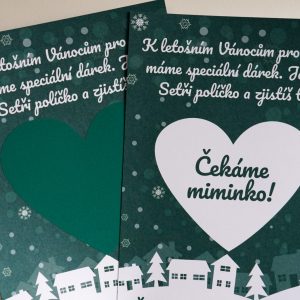 Vánoční stírací los SRDCE - oznámení těhotenství_zelený