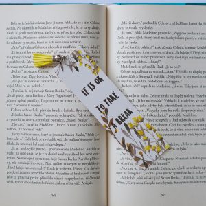 Květinová záložka do knihy se žlutým střapcem 3