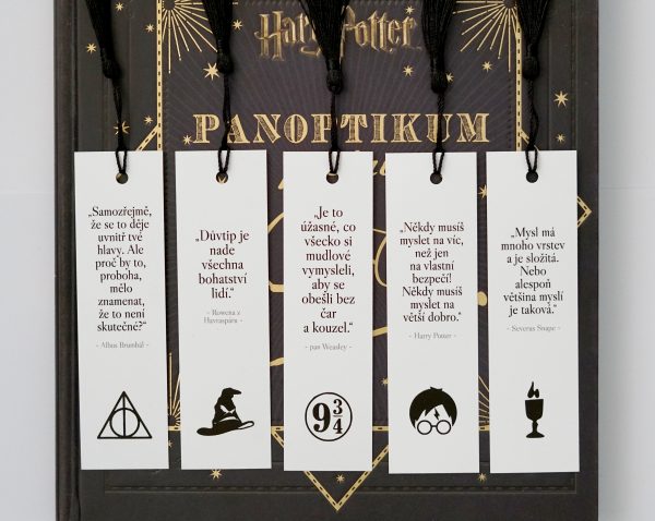 Sada 10 černo-bílých záložek do knihy na motivy Harry Potter filmů 2