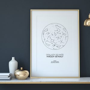 Hvězdná mapa s vaším unikátní textem - bílá