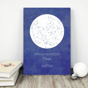 Hvězdná mapa - zrodila se hvězda - modrá