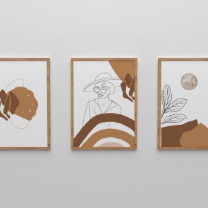 Sada 3 abstraktních/minimalistických plakátů v přírodních tónech