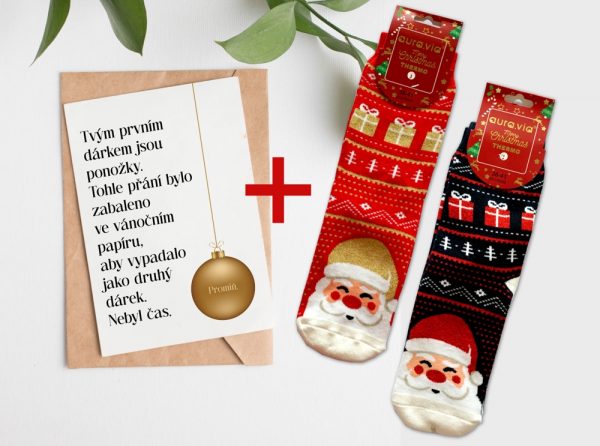 Vtipné vánoční přání + ponožky